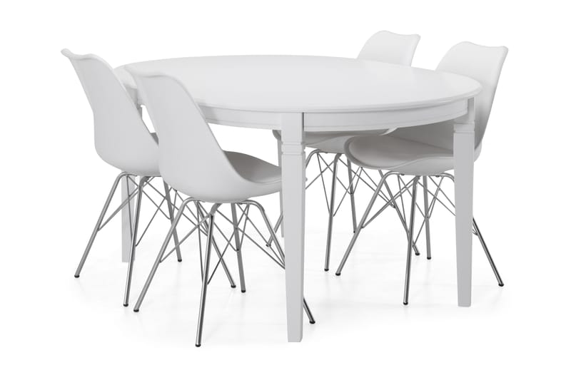 LEVIDE Förlängningsbart Matbord 150 Oval Vit - Möbler - Matplats - Matgrupp & matbord med stolar