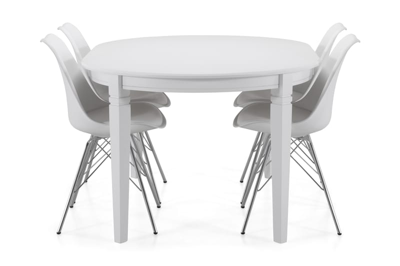 LEVIDE Förlängningsbart Matbord 150 Oval Vit - Möbler - Matplats - Matgrupp & matbord med stolar