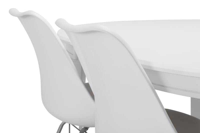LEVIDE Förlängningsbart Matbord 150 Oval Vit - Möbler - Matplats - Matgrupp & matbord med stolar