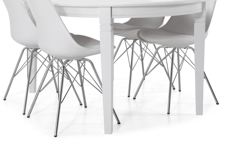 LEVIDE Förlängningsbart Matbord 150 Oval Vit - Möbler - Matplats - Matgrupp & matbord med stolar