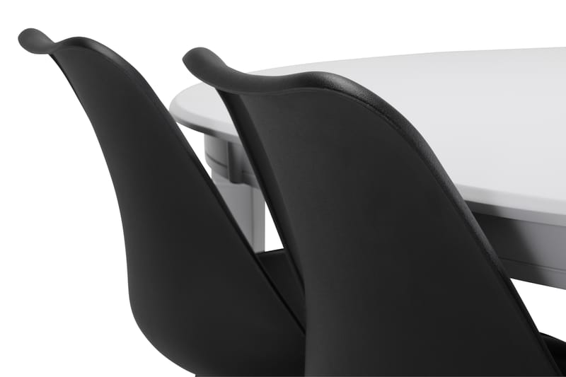 LEVIDE Förlängningsbart Matbord 150 Oval Vit/Svart - Möbler - Matplats - Matgrupp & matbord med stolar