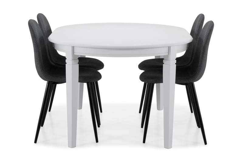 LEVIDE Förlängningsbart Matbord 150 Oval Vit/Svart - Möbler - Matplats - Matgrupp & matbord med stolar