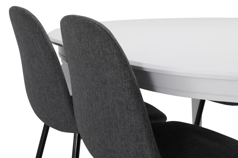 LEVIDE Förlängningsbart Matbord 150 Oval Vit/Svart - Möbler - Matplats - Matgrupp & matbord med stolar