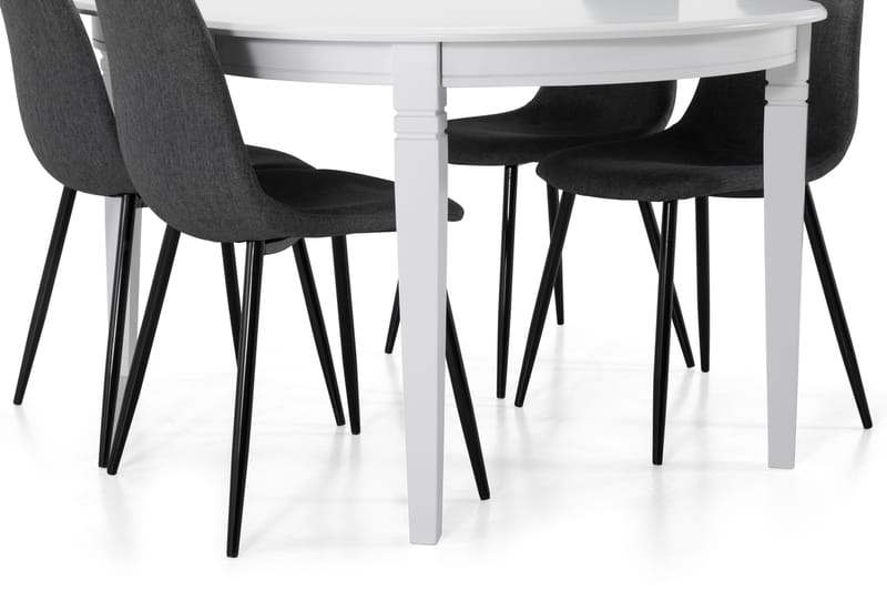 LEVIDE Förlängningsbart Matbord 150 Oval Vit/Svart - Möbler - Matplats - Matgrupp & matbord med stolar