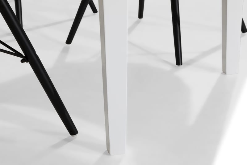 LEVIDE Förlängningsbart Matbord Vit + 4 MORONI Stol Brun/Ek - Matgrupp & matbord med stolar