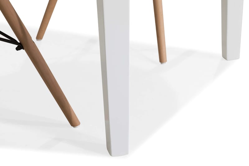 LEVIDE Förlängningsbart Matbord Vit + 4 MORONI Stol Vit/Ek - Matgrupp & matbord med stolar