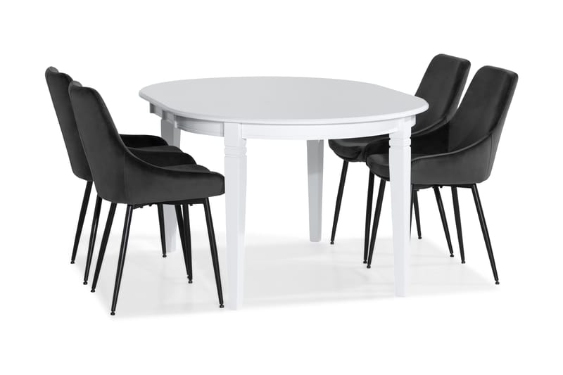 LEVIDE Förlängningsbart Matbord Vit + 4 VIKEN Stol Grå - Matgrupp & matbord med stolar