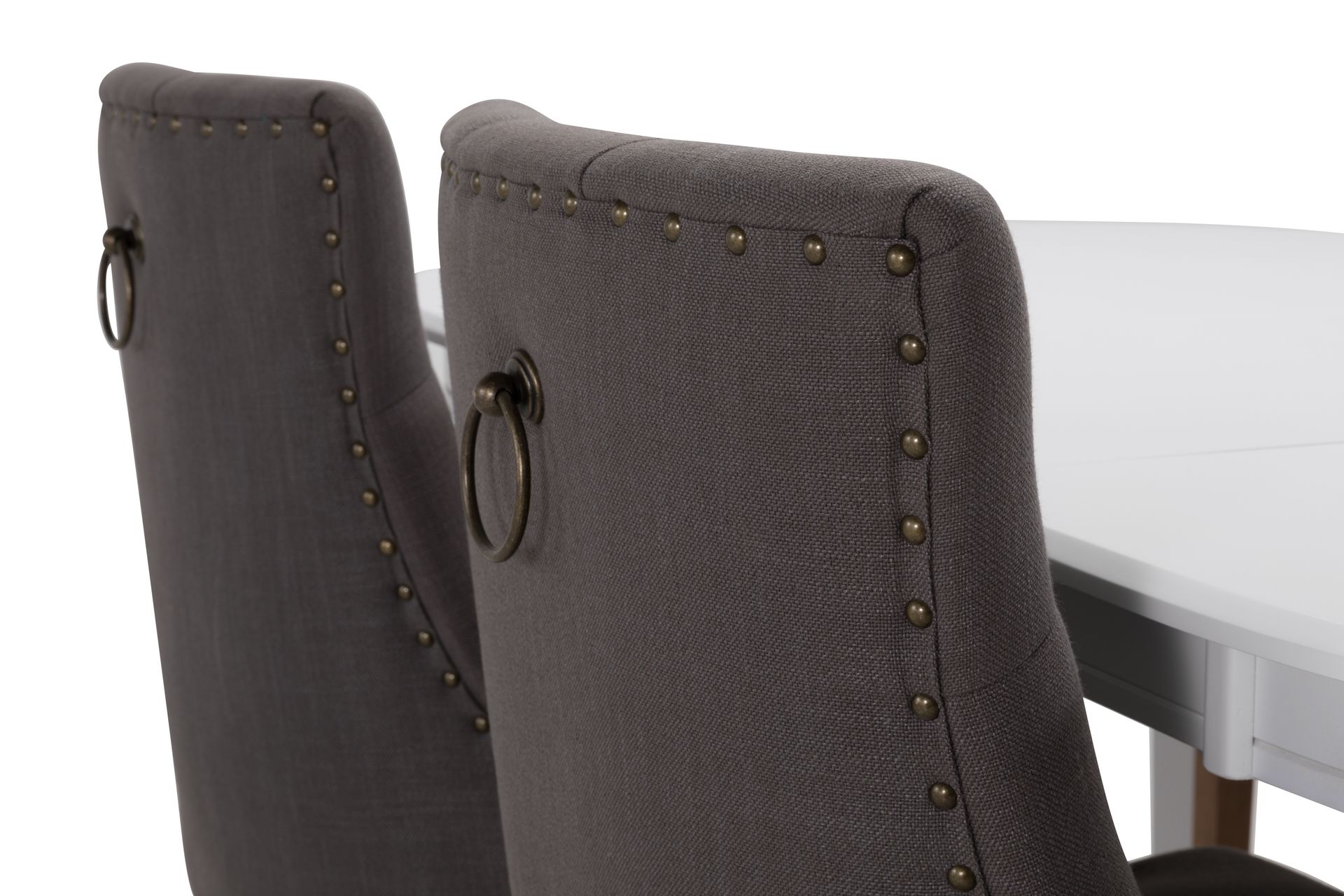 LEVIDE Förlängningsbart Matgrupp 150 Oval Vit/Beige/Grå - Möbler - Matplats - Matgrupp & matbord med stolar