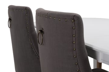 LEVIDE Förlängningsbart Matgrupp 150 Oval Vit/Beige/Grå - Möbler - Matplats - Matgrupp & matbord med stolar