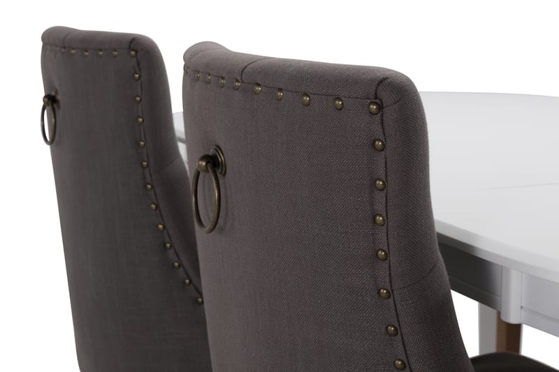 LEVIDE Förlängningsbart Matgrupp 150 Oval Vit/Beige/Grå - Möbler - Matplats - Matgrupp & matbord med stolar