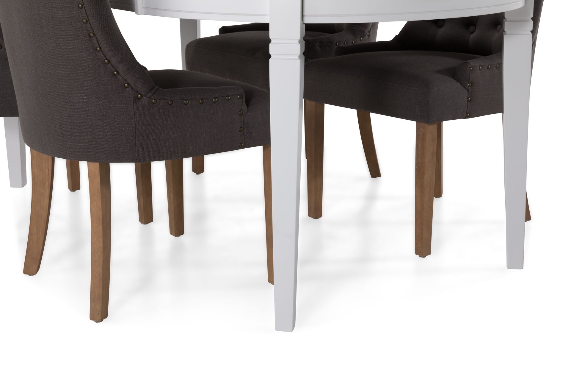 LEVIDE Förlängningsbart Matgrupp 150 Oval Vit/Beige/Grå - Möbler - Matplats - Matgrupp & matbord med stolar
