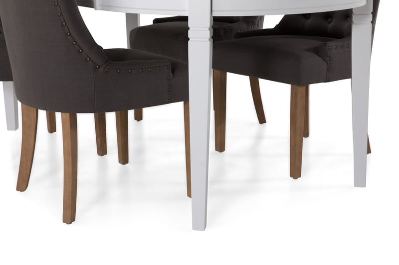 LEVIDE Förlängningsbart Matgrupp 150 Oval Vit/Beige/Grå - Möbler - Matplats - Matgrupp & matbord med stolar