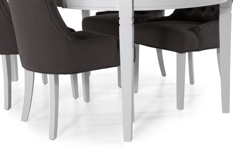 LEVIDE Förlängningsbart Matgrupp 150 Oval Vit/Svart/Grå - Möbler - Matplats - Matgrupp & matbord med stolar