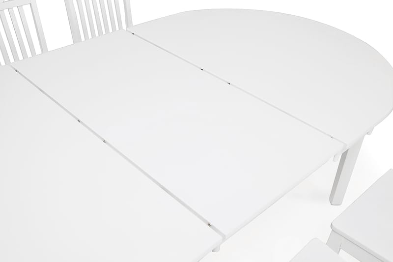 LEVIDE Matgrupp 150/195 + 6 MELROSE Stol Vit - Matgrupp & matbord med stolar