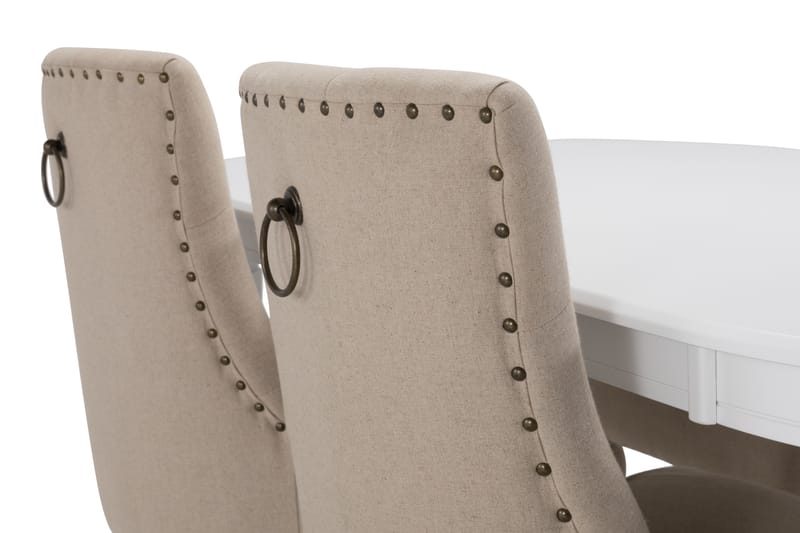 LEVIDE Matgrupp 200 Oval Vit/Beige - Möbler - Matplats - Matgrupp & matbord med stolar