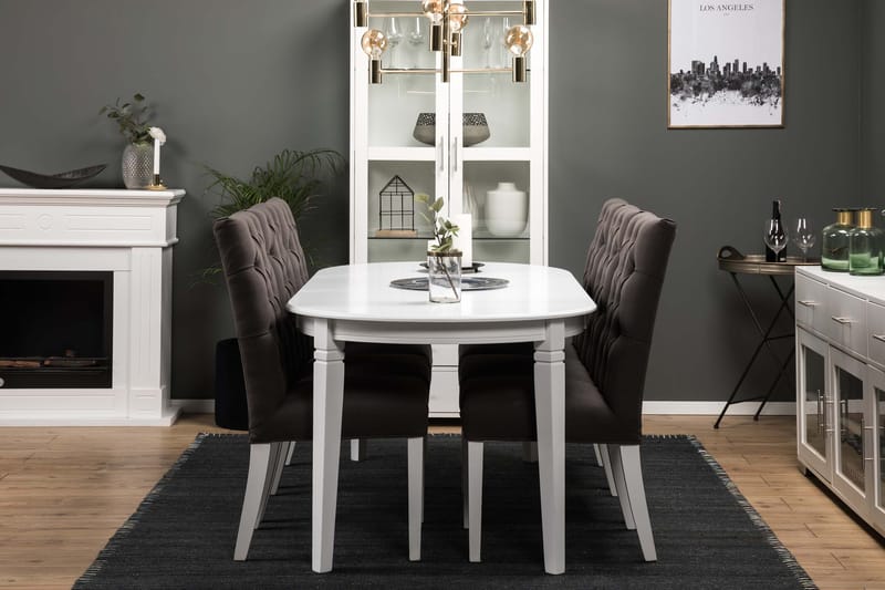 LEVIDE Matgrupp 200 Oval Vit/Grå - Möbler - Matplats - Matgrupp & matbord med stolar