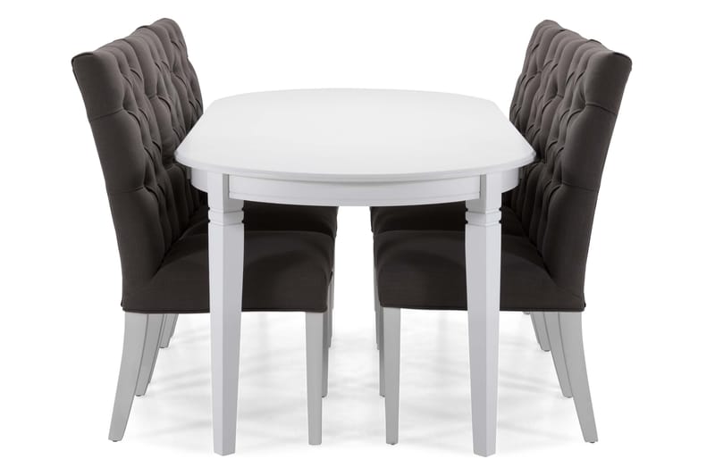 LEVIDE Matgrupp 200 Oval Vit/Grå - Möbler - Matplats - Matgrupp & matbord med stolar