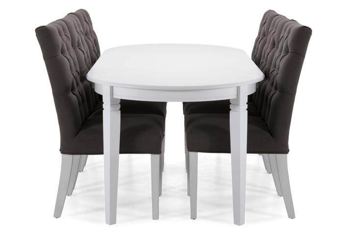 LEVIDE Matgrupp 200 Oval Vit/Grå - Matgrupp & matbord med stolar