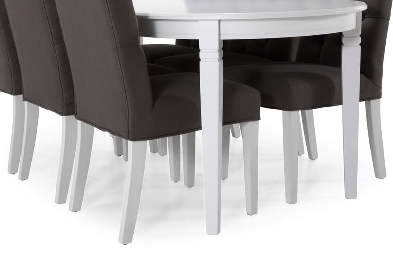 LEVIDE Matgrupp 200 Oval Vit/Grå - Möbler - Matplats - Matgrupp & matbord med stolar