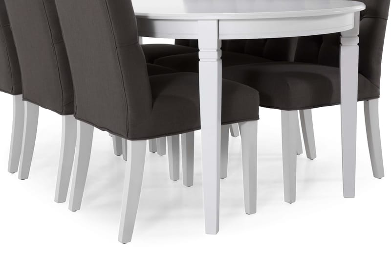 LEVIDE Matgrupp 200 Oval Vit/Grå - Matgrupp & matbord med stolar