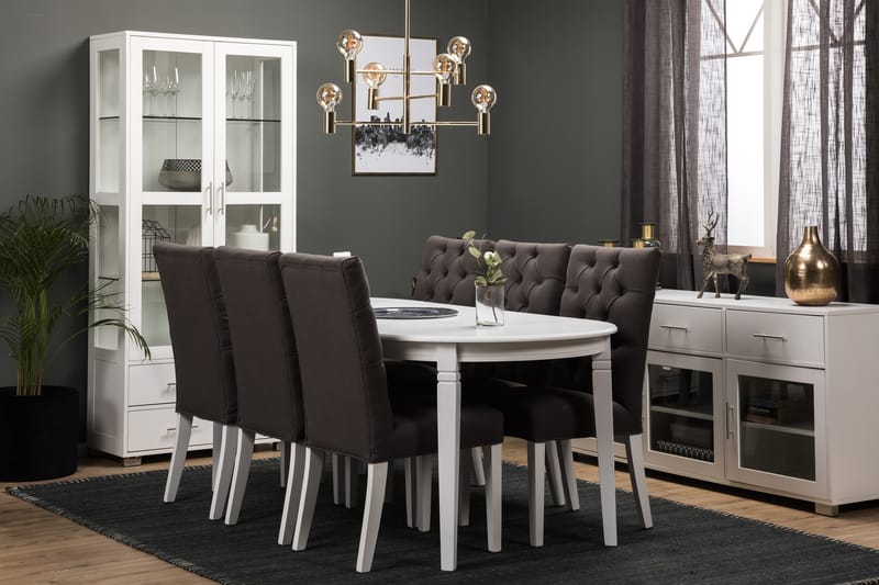 LEVIDE Matgrupp 200 Oval Vit/Grå - Möbler - Matplats - Matgrupp & matbord med stolar
