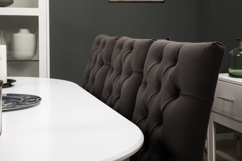 LEVIDE Matgrupp 200 Oval Vit/Grå - Möbler - Matplats - Matgrupp & matbord med stolar