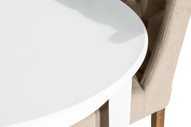 LEVIDE Matgrupp Förlängningsbar + 4 SELMA Stol Vit/Beige - Möbler - Matplats - Matgrupp & matbord med stolar