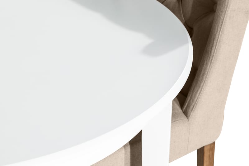 LEVIDE Matgrupp Förlängningsbar + 4 SELMA Stol Vit/Beige - Matgrupp & matbord med stolar