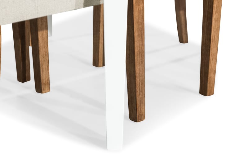 LEVIDE Matgrupp Förlängningsbar + 4 SELMA Stol Vit/Beige - Möbler - Matplats - Matgrupp & matbord med stolar
