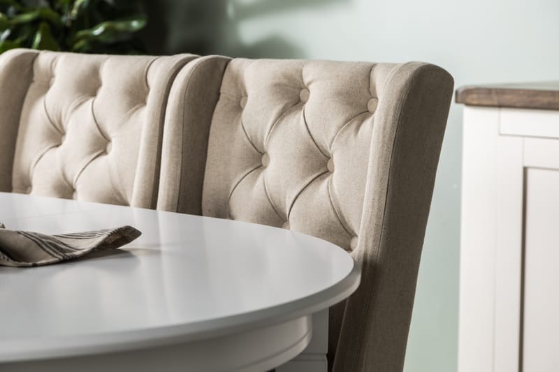 LEVIDE Matgrupp Förlängningsbar + 4 SELMA Stol Vit/Beige - Möbler - Matplats - Matgrupp & matbord med stolar
