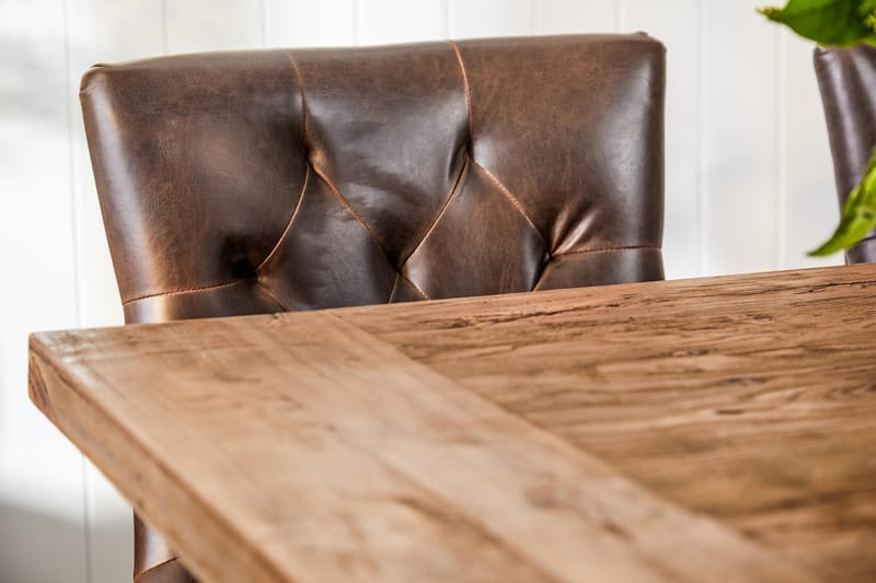 LIRE Förlängningsbart Bord 200 Natur + 6 CARMINE Stol Brun - Matgrupp & matbord med stolar