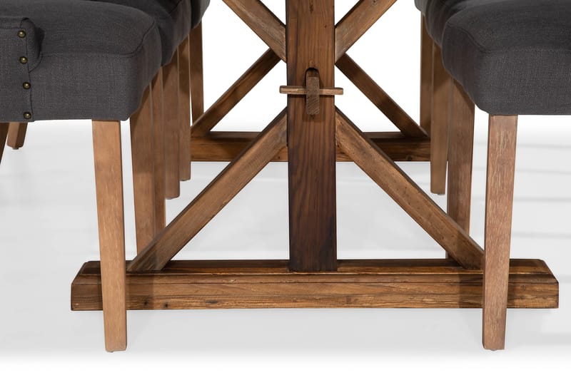 LIRE Förlängningsbart Bord 200 Natur + 6 COLFAX Stol Grå - Matgrupp & matbord med stolar