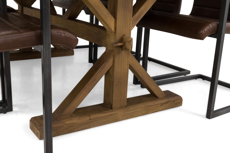 LIRE Förlängningsbart Bord 200 Natur + 6 HENRY Stol Mörkbrun - Matgrupp & matbord med stolar