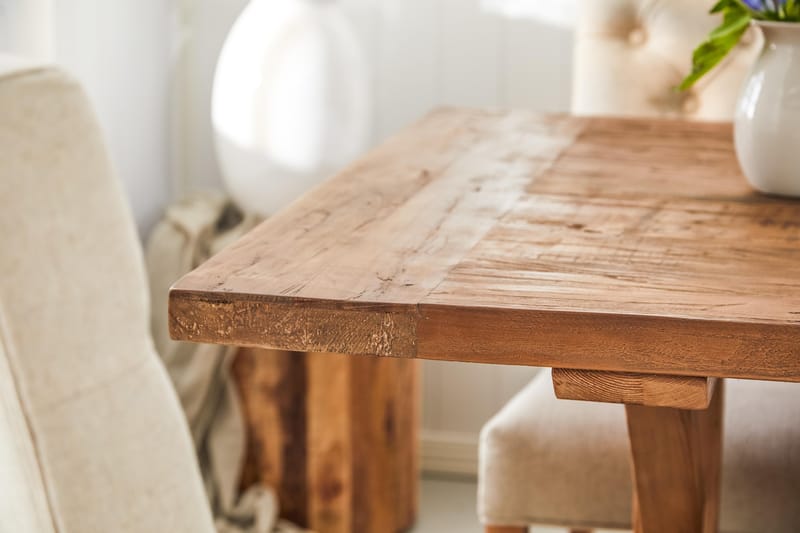 LIRE Förlängningsbart Bord 200 Natur + 6 JENCA Stol Beige - Matgrupp & matbord med stolar