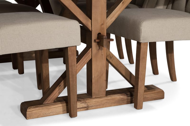 LIRE Förlängningsbart Bord 200 Natur+6 SELMA Stol Beige/Grå - Matgrupp & matbord med stolar