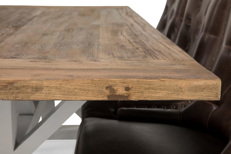LIRE Förlängningsbart Bord 200 Natur/Vit+6 CARMINE Stol Brun - Matgrupp & matbord med stolar