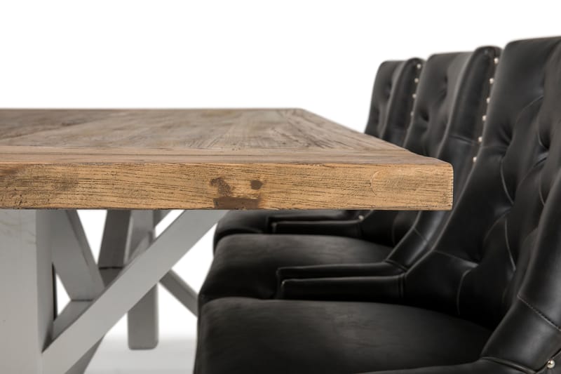 LIRE Förlängningsbart Bord 200 Natur/Vit+6 CARMINE Stol Svar - Matgrupp & matbord med stolar