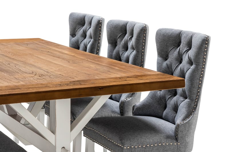 LIRE Förlängningsbart Bord 200cm Brun/Vit+6 VALSTORP Stolar - Matgrupp & matbord med stolar