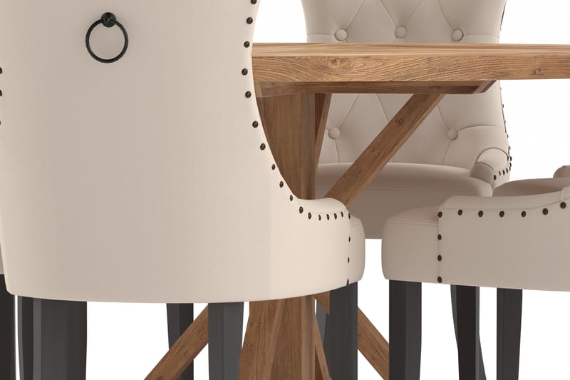 LIRE Matbord 150 cm Runt + 6st VIKTORIA Matstol Brun - Matgrupp & matbord med stolar