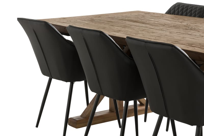 LIRE Matbord 200x100 cm Brun + 6 TOFTINGE Karmstolar Svart - Matgrupp & matbord med stolar