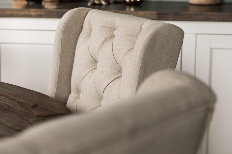 LIRE Matgrupp 150 Rund + 6 SELMA Stol Vintage Alm/Beige - Möbler - Matplats - Matgrupp & matbord med stolar
