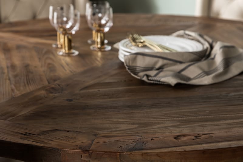 LIRE Matgrupp 150 Rund + 6 SELMA Stol Vintage Alm/Beige - Möbler - Matplats - Matgrupp & matbord med stolar