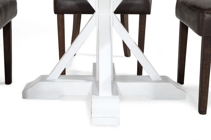 LIRE Matgrupp Rund + 4 CARMINE Stol Trä/Vit/Svart PU - Matgrupp & matbord med stolar