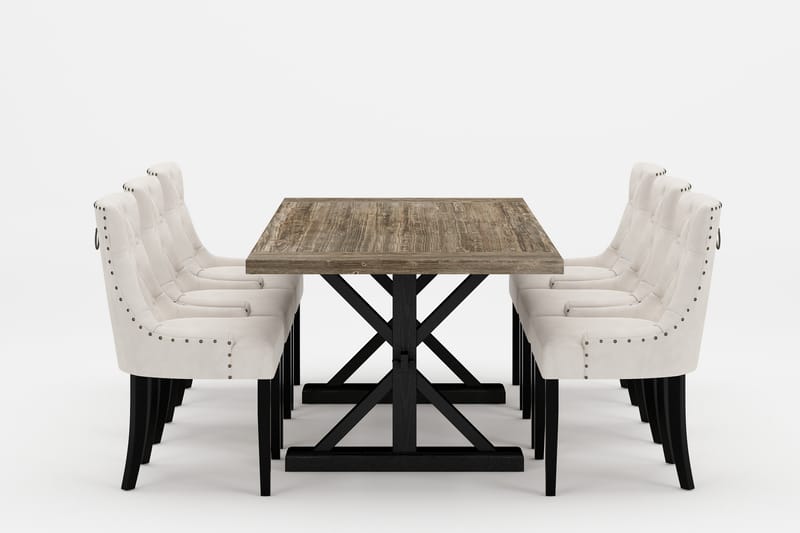 LIRE Premium Matgrupp 200-290 cm + 6 Viktoria Stolar - Vit/Brun - Möbler - Matplats - Matgrupp & matbord med stolar
