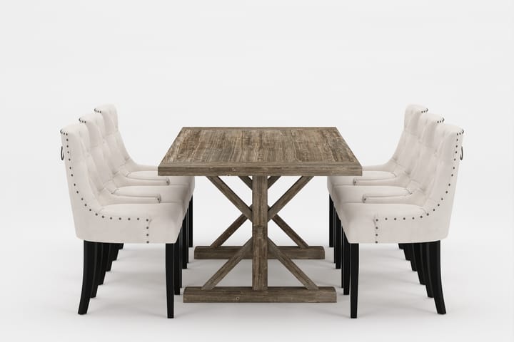 LIRE Premium Matgrupp 200-290 cm + 6 Viktoria Stolar - Vit/Brun - Matgrupp & matbord med stolar