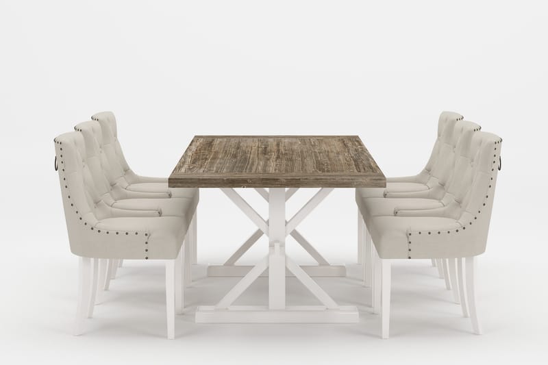 LIRE Premium Matgrupp 200-290 cm + 6 Viktoria Stolar - Beige/Brun - Möbler - Matplats - Matgrupp & matbord med stolar