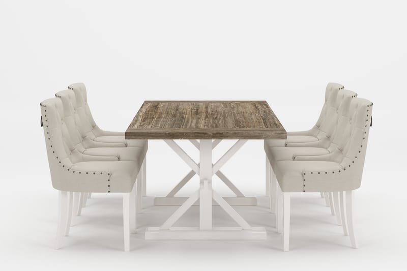 LIRE Premium Matgrupp 200-290 cm + 6 Viktoria Stolar - Beige/Brun - Matgrupp & matbord med stolar