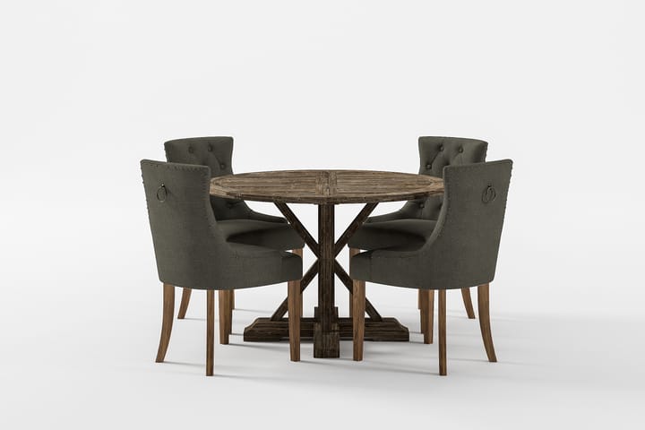 LIRE Premium Matgrupp 120-160 cm + 4 Viktoria Stolar - Grön/Brun - Matgrupp & matbord med stolar