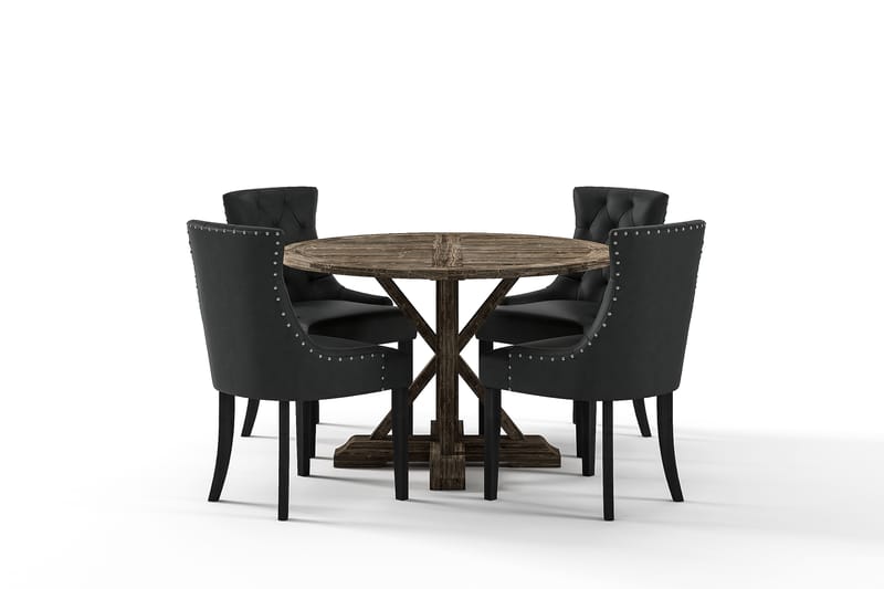 LIRE Premium Förlängningsbar Matgrupp 120-160 cm + 4 CARMINE - Svart/Brun - Möbler - Matplats - Matgrupp & matbord med stolar
