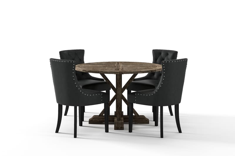 LIRE Premium Förlängningsbar Matgrupp 120-160 cm + 4 CARMINE - Svart/Brun - Matgrupp & matbord med stolar